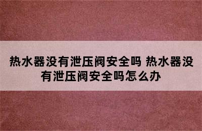 热水器没有泄压阀安全吗 热水器没有泄压阀安全吗怎么办